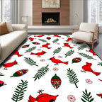 Red Cardinal Green Foliage Festive Accents Rug