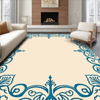 Teal Victorian Scrollwork Frame Rug