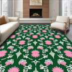 Pink Floral Emerald Garden Repeat Rug