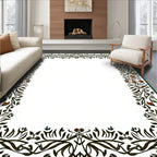 Green And Brown Botanical Vine Border Rug