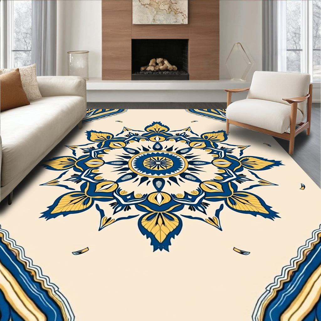 Mandala Sun Cobalt Yellow Medallion Rug