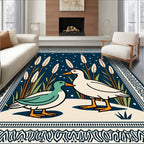Charming Duo Ducks Tall Grass Scene Rug