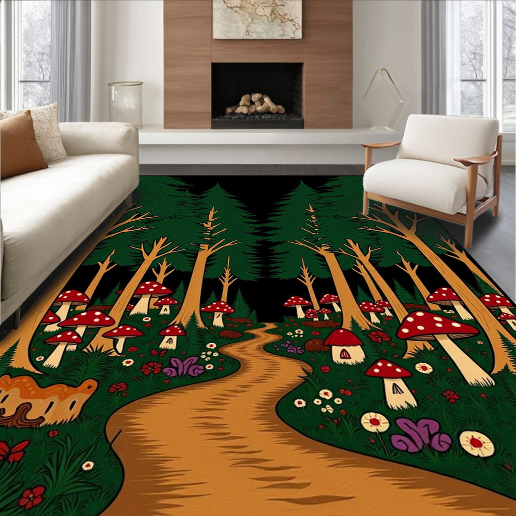 Enchanted Forest Mushroom Path Rug