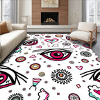 Whimsical Pink Eye Hearts and Stars Rug