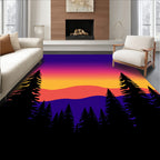 Gradient Sunset Forest Silhouette Rug