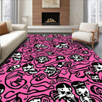 Hot Pink Skulls Abstract Swirl Rug