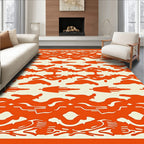 Vibrant Orange Abstract Organic Flow Rug