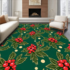 Red Holly Berry Leaf Medallions Rug