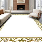 Regal Gold Filigree Scroll Frame Rug