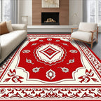 Crimson Ivory Ornate Diamond Floral Rug