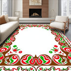 Festive Swirl Heart Holly Cluster Rug