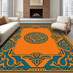 Amber Teal Ornate Geometric Border Rug