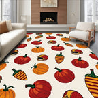Red Orange Pumpkin Football Helmet Rug
