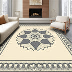 Gray Floral Medallion Bordered Rug