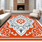 Vibrant Orange Medallion Classic Swirl Rug