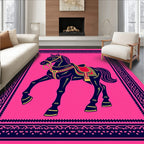 Vibrant Pink Horse Equestrian Frame Rug