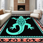 Aqua Gecko Coral Border Rug