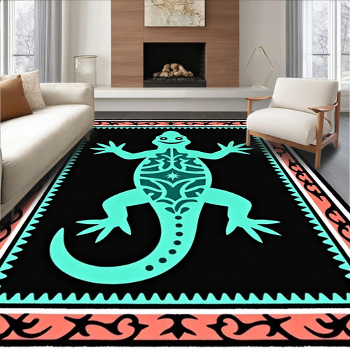Aqua Gecko Coral Border Rug