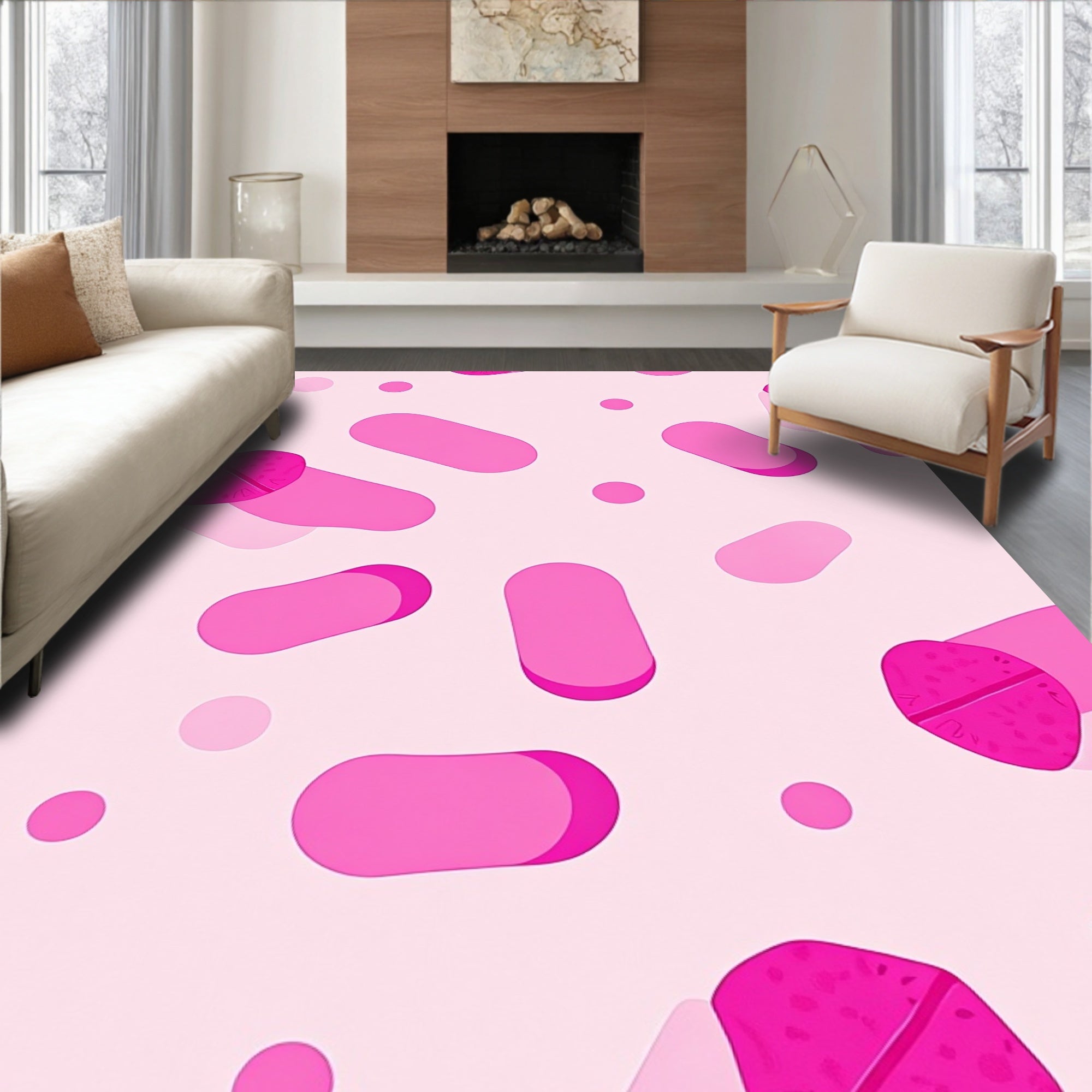 Pink Pill Abstract Scattered Rug