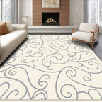 Cream Blue Swirl Flourish Medallion Rug