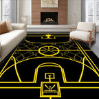 Gold Trophy Court Line Art Rug