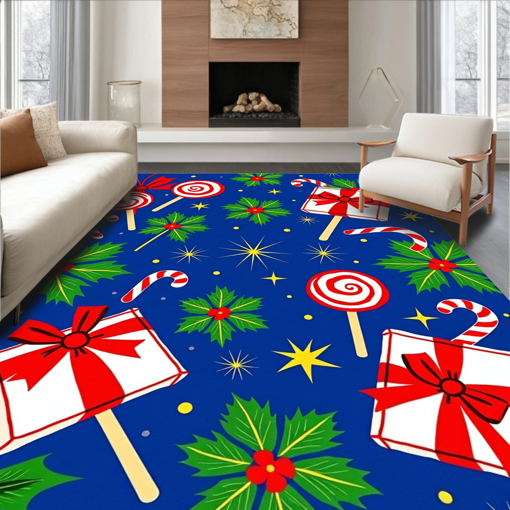 Red White Blue Christmas Lollipop Gift Rug