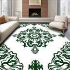 Deep Green Floral Medallion Corners Rug