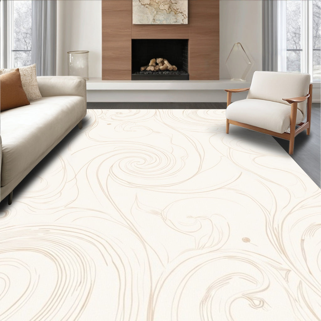 Cream Swirl Swirl Curlicue Curlicues Rug