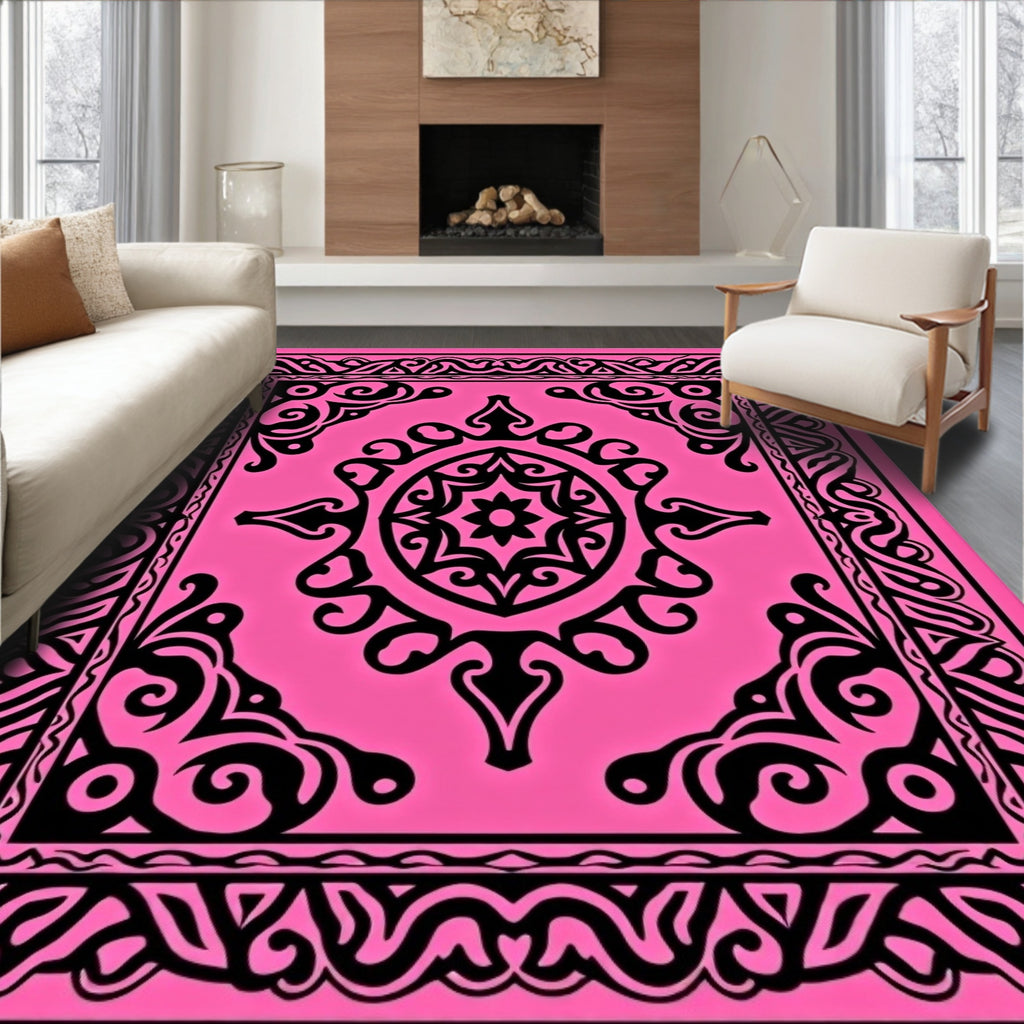 Bold Hot Pink Tribal Medallion Rug