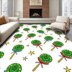 Whimsical Green Lollipop Star Rug