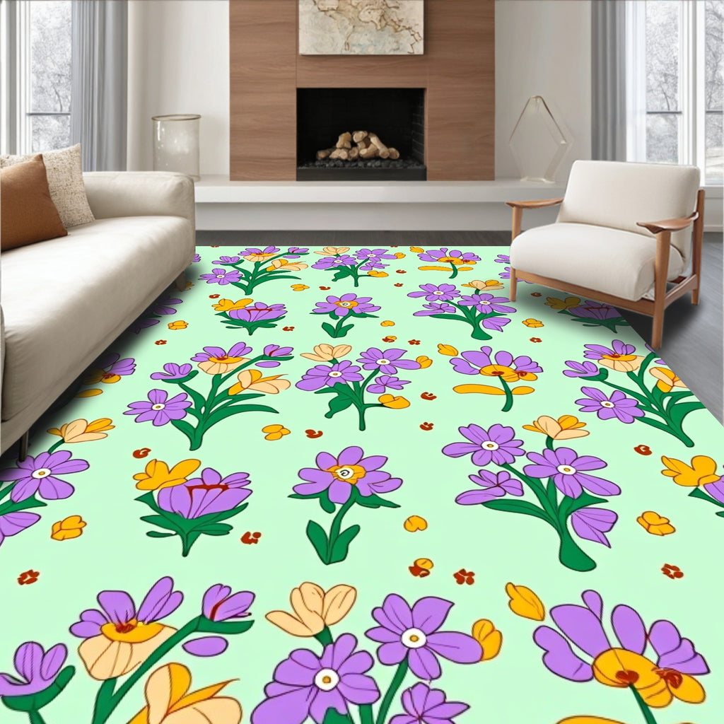 Groovy Purple Flower Bunch Pastel Rug