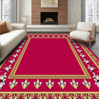 Crimson Gold Animated Figure Border Rug