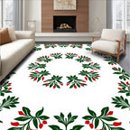 Green Leaf Red Berry Garland Rug