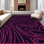 Bold Pink Swirl Navy Abstract Rug