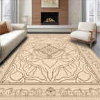 Cream Beige Intricate Medallion Border Rug