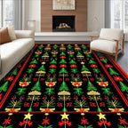Red Green Black Christmas Trees Stars Rug