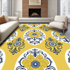 Golden Yellow Floral Medallion Rug