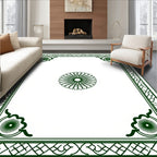 Emerald Green Floral Bordered Statement Rug