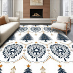 Deep Blue Christmas Tree Medallion Rug