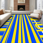Bold Blue Yellow Stripe Composition Rug