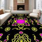 Yellow Pink Black Tribal Eye Rug