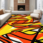 Vibrant Orange Yellow Abstract Swirl Rug
