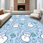 Whimsical Snowman Blue Swirls Rug