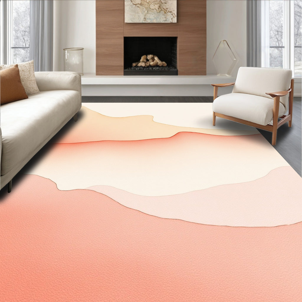 Coral Gradient Abstract Landscape Rug