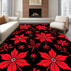 Bold Red Tropical Flower Medley Rug