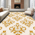 Golden Floral Damask Accent Rug