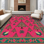 Ornate Fuchsia Evergreen Forest Medallion Rug
