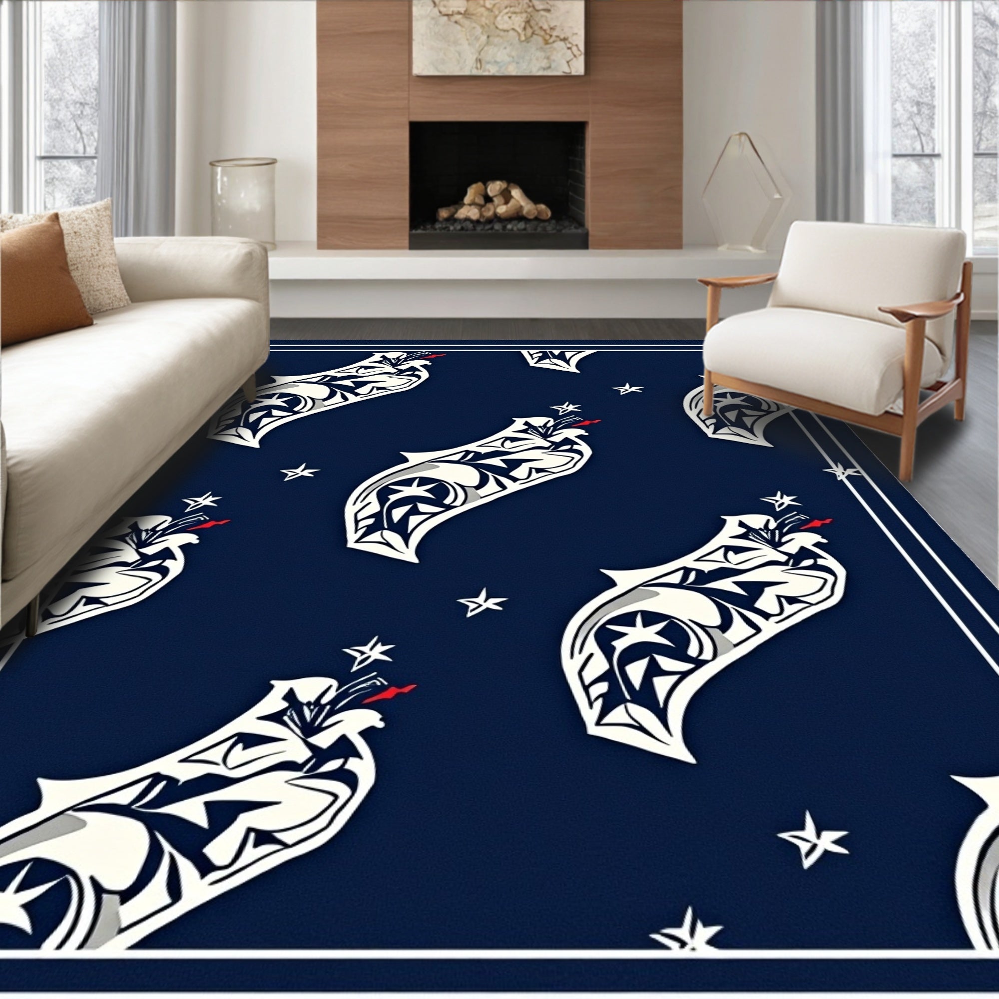 Dark Blue Tribal Creature Star Rug