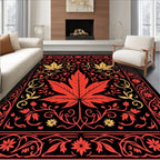 Crimson Red Maple Leaf Garland Rug