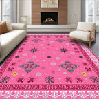 Fuchsia Pink Starburst Floral Medallions Rug